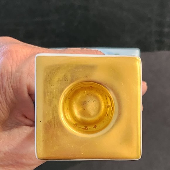 Royal Bavarian 8.5" Pair of Guilt and Hand Painted Forget Me Nots Porcelain Cand - Picture 9 of 10